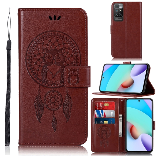 

For Xiaomi Redmi 10 Wind Chime Owl Embossing Pattern Horizontal Flip Leather Case with Holder & Card Slots & Wallet(Brown)