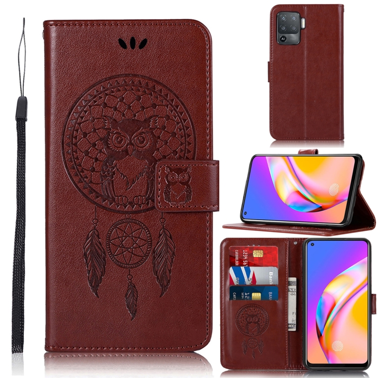 VQWQ Cover per Oppo A94 5G, Custodia a Portafoglio in Pelle PU Stampa Fiori Slot per Schede Libro Cavalletto Supporto Flip Case Wallet Cordino Chiusura Magnetica per Maschio Donna -[TX01]-Plums