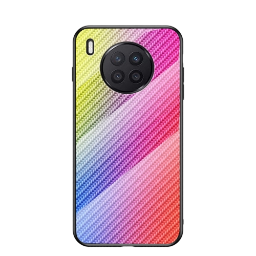 

For Huawei nova 8i Gradient Carbon Fiber Texture TPU Border Tempered Glass Case(Colorful Fiber)