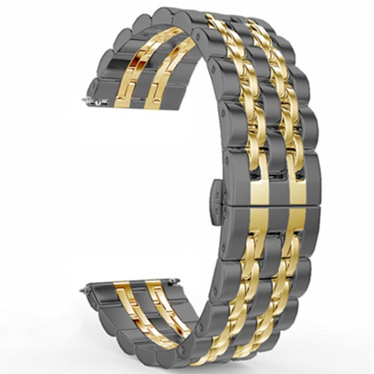 

22mm Men Version Seven-beads Steel Watch Band(Black Gold)