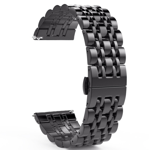 

22mm Men Version Seven-beads Steel Replacement Strap Watchband(Black)