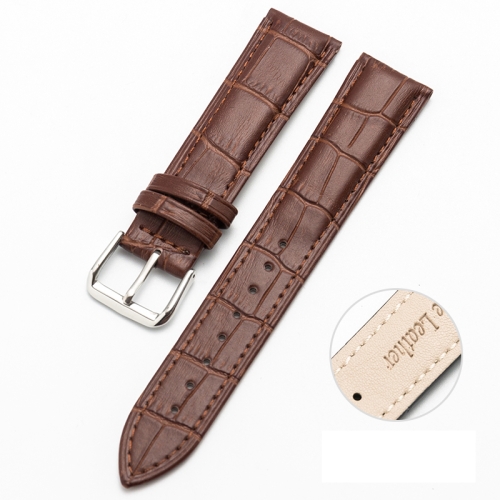 

16mm Two-layer Cowhide Leather Bamboo Joint Texture Replacement Strap Watchband(Dark Brown)