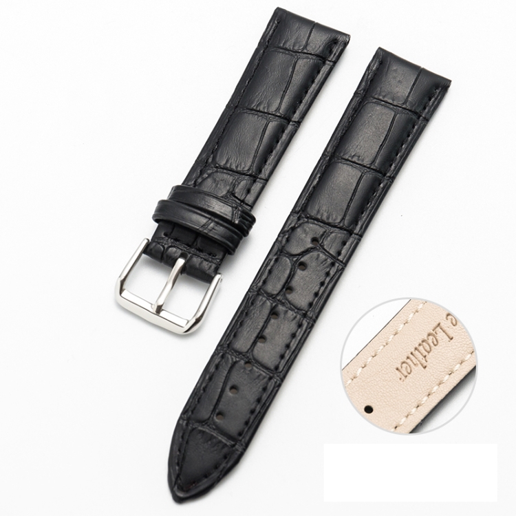 

22mm Two-layer Cowhide Leather Bamboo Joint Texture Watch Band(Black)