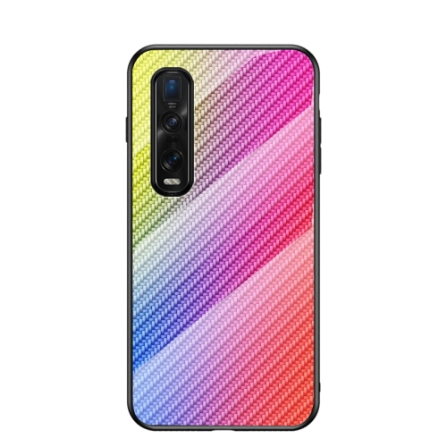 

For OPPO Find X2 Pro Gradient Carbon Fiber Texture TPU Border Tempered Glass Case(Colorful Fiber)