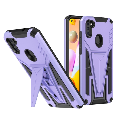 

For Samsung Galaxy A11 US Version Super V Armor PC + TPU Shockproof Case with Invisible Holder(Purple)