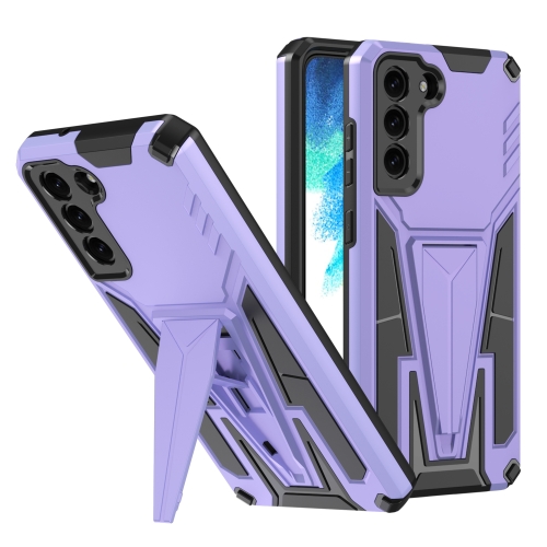 

For Samsung Galaxy S21 FE Super V Armor PC + TPU Shockproof Case with Invisible Holder(Purple)