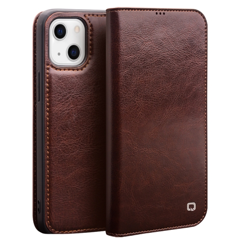 QIALINO Horizontal Flip Leather Case with Holder & Card Slots & Wallet For iPhone 13(Brown)