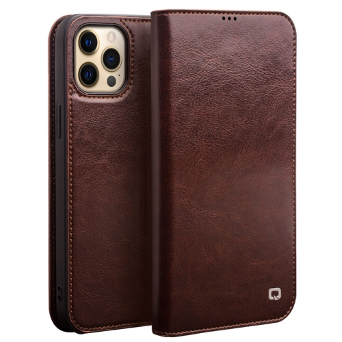 

For iPhone 13 Pro Max QIALINO Horizontal Flip Leather Case with Holder & Card Slots & Wallet (Brown)