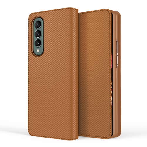 

For Samsung Galaxy Z Fold3 5G Split Type Horizontal Flip Foldable Leather Case with Holder & Card Slots & Wallet(Fiber Brown)