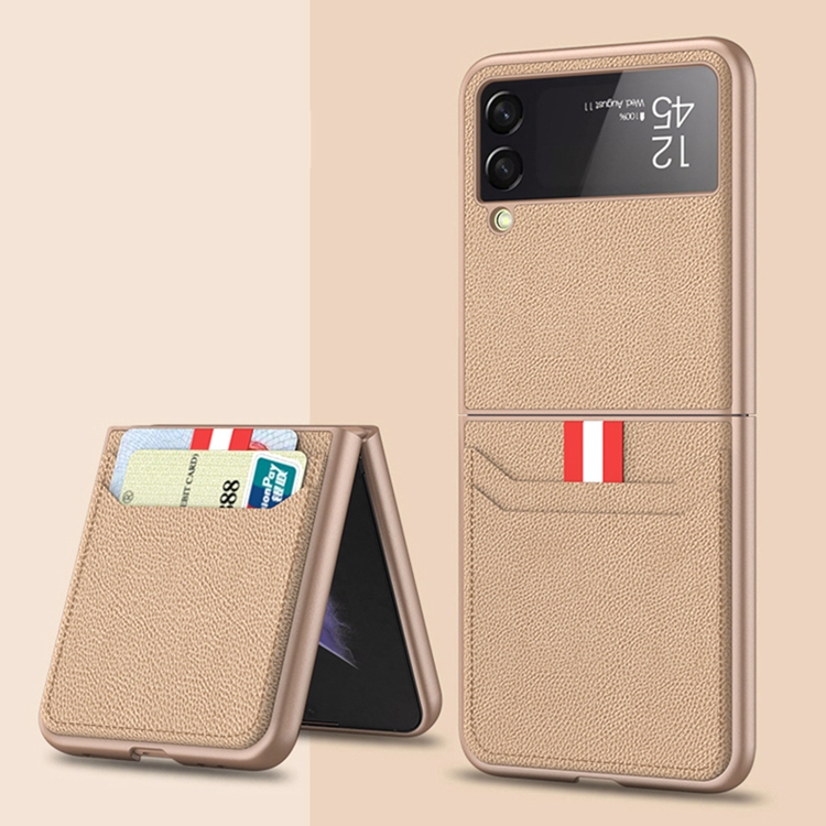 

For Samsung Galaxy Z Flip3 5G GKK Ultra-thin Shockproof Leather Protective Case(Gold)