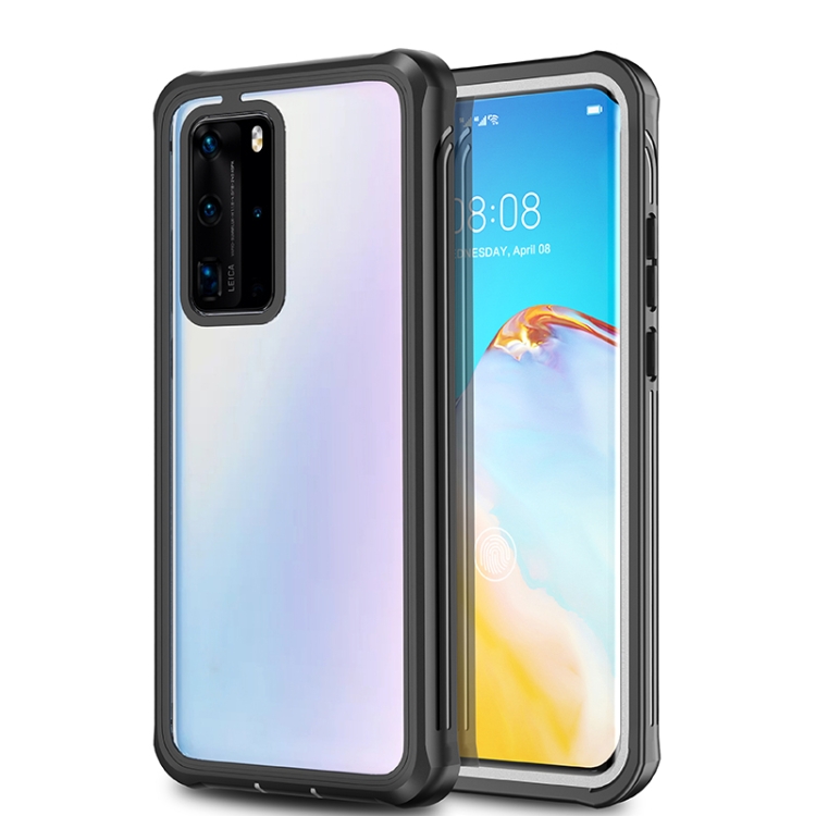 

For Huawei P40 Pro Waterproof Dustproof Shockproof Transparent Acrylic Protective Case(Black)