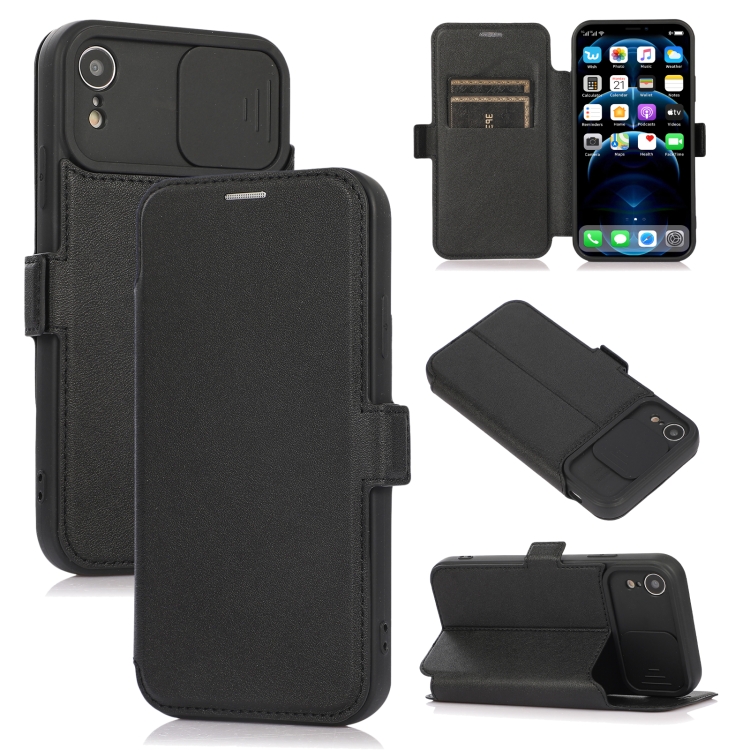 

Push Window Double Buckle PU + Silicone Horizontal Flip Leather Case with Holder & Card Slot For iPhone XR(Black)