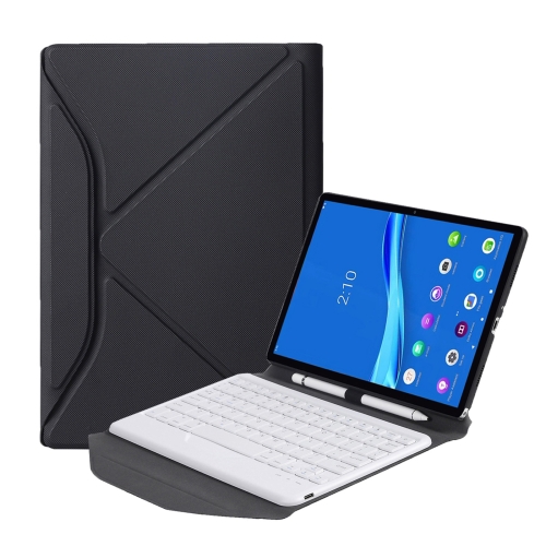 

BM10 Diamond Texture Detachable Bluetooth Keyboard Leather Tablet Case with Pen Slot & Triangular Back Support For Lenovo Smart Tab M10 HPD Plus TB-X606F 10.3 inch(Black White)