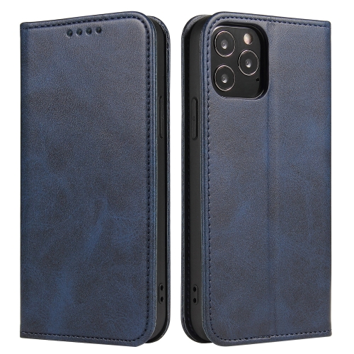 

For iPhone 13 Pro Max Calf Texture Magnetic Horizontal Flip Leather Case with Holder & Card Slots & Wallet (Blue)