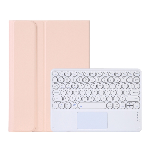 

Y0N5-A TPU Tablet Case Lambskin Texture Round Keycap Bluetooth Keyboard Leather Tablet Case with Holder & Touchpad For Xiaomi Pad 5 / 5 Pro(Pink)