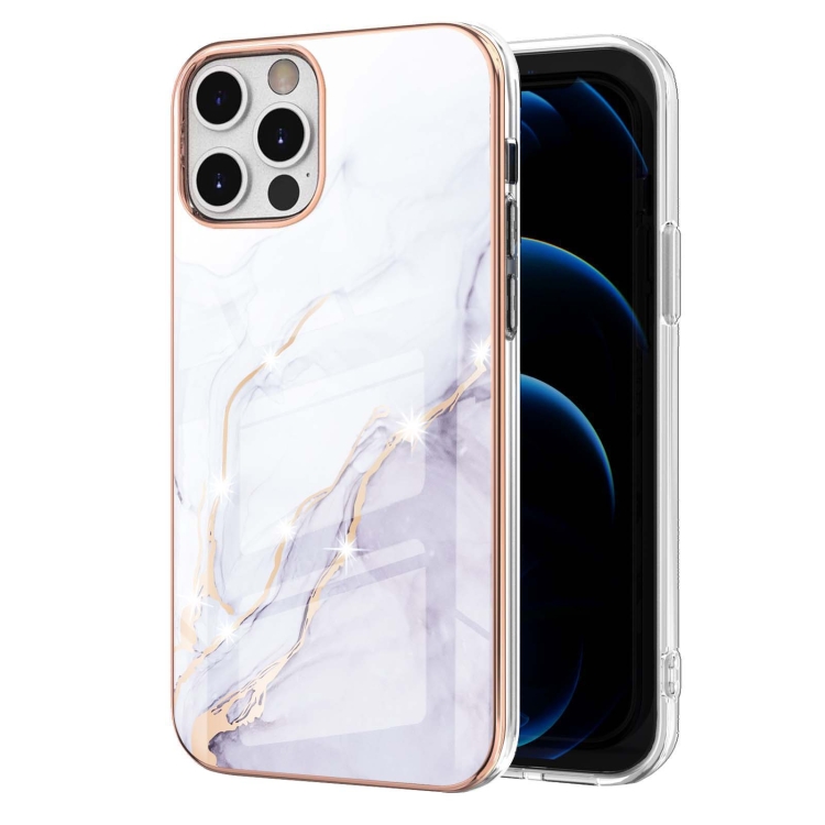 

Electroplating Marble Pattern Dual-side IMD TPU Shockproof Case For iPhone 12 Pro Max(White 006)