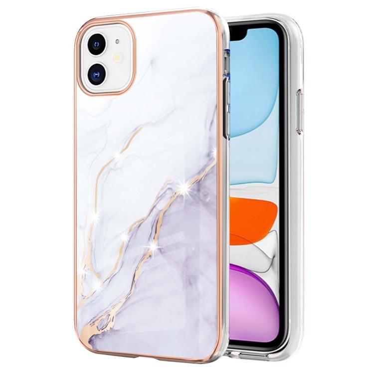 

Electroplating Marble Pattern Dual-side IMD TPU Shockproof Case For iPhone 11(White 006)
