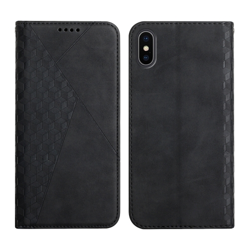 

Diamond Pattern Splicing Skin Feel Magnetic Horizontal Flip Leather Case with Card Slots & Holder & Wallet For iPhone XS Max(Black)