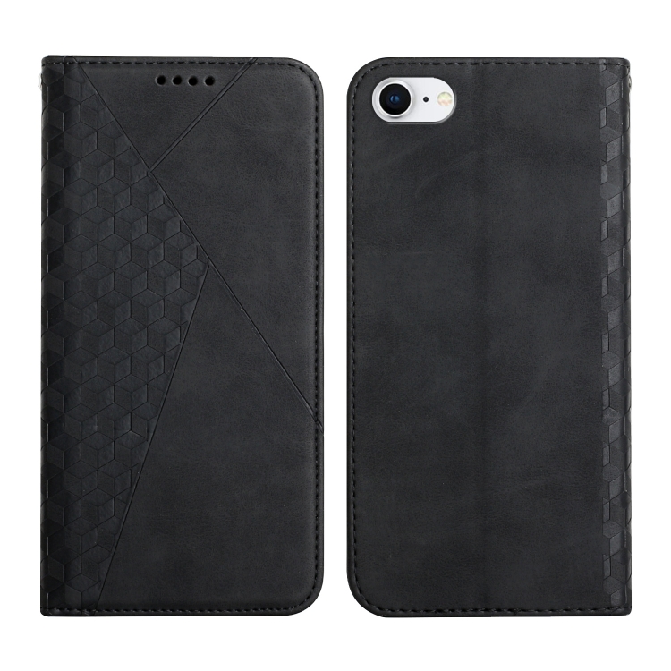 

Diamond Pattern Splicing Skin Feel Magnetic Horizontal Flip Leather Case with Card Slots & Holder & Wallet For iPhone SE 2022 / SE 2020 / 7 / 8 / 6(Black)