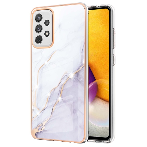 

For Samsung Galaxy A72 5G / 4G Electroplating Marble Pattern Dual-side IMD TPU Shockproof Case(White 006)