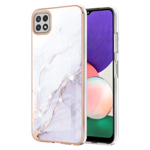 

For Samsung Galaxy A22 5G US Version Electroplating Marble Pattern Dual-side IMD TPU Shockproof Case(White 006)