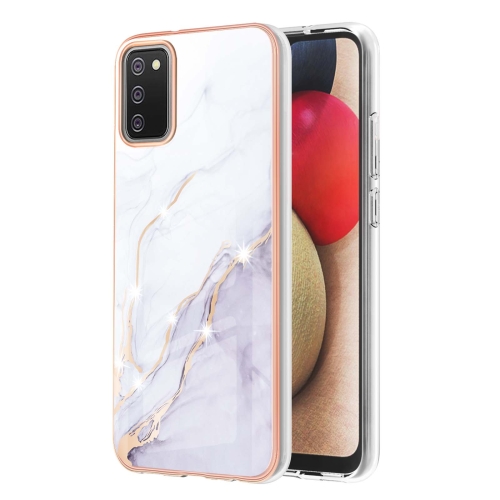 

For Samsung Galaxy A02s Version Electroplating Marble Pattern Dual-side IMD TPU Shockproof Case(White 006)