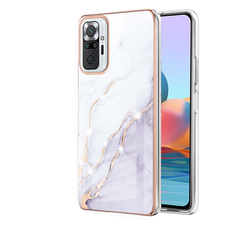 

For Xiaomi Redmi Note 10 Pro / 10 Pro Max Electroplating Marble Pattern Dual-side IMD TPU Shockproof Case(White 006)