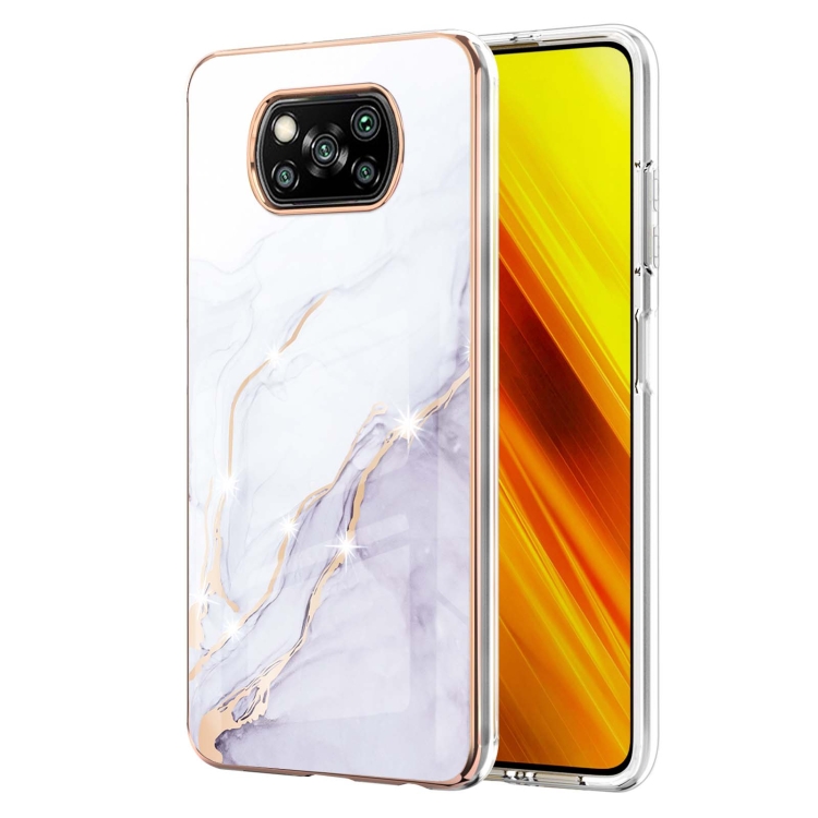 

For Xiaomi Poco X3 NFC Electroplating Marble Pattern Dual-side IMD TPU Shockproof Case(White 006)