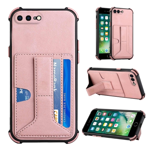 

Dream PU+TPU Four-corner Shockproof Back Cover Case with Card Slots & Holder For iPhone 8 Plus / 7 Plus(Rose Gold)