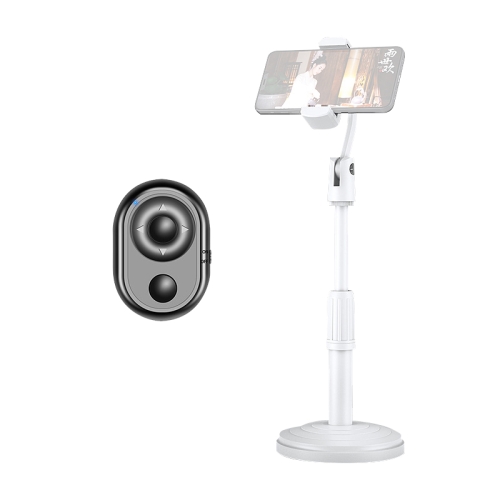 

Desktop Stand Mobile Phone Tablet Live Broadcast Stand Telescopic Disc Stand, Style:Holder + Remote Control(White)