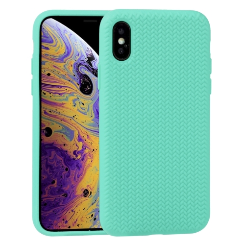 

Herringbone Texture Silicone Protective Case For iPhone X / XS(Light Green)