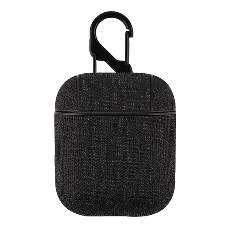 

CP580 Casual Burlap Texture Anti-fall Wireless Earphone Protective Case with Hook For AirPods 1/2(Black)
