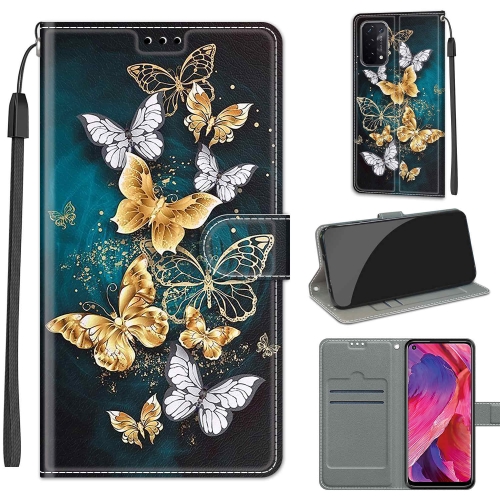 

Voltage Coloured Drawing Magnetic Clasp Horizontal Flip PU Leather Case with Holder & Card Slots For OPPO A93 5G / A93s 5G / A54 5G / A74 5G(C20 Gold Silver Flying Butterflies)