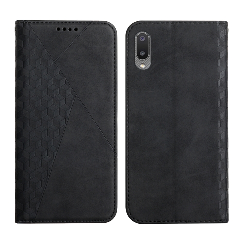 

For Samsung Galaxy A02 / M02 Diamond Pattern Splicing Skin Feel Magnetic Horizontal Flip Leather Case with Card Slots & Holder & Wallet(Black)