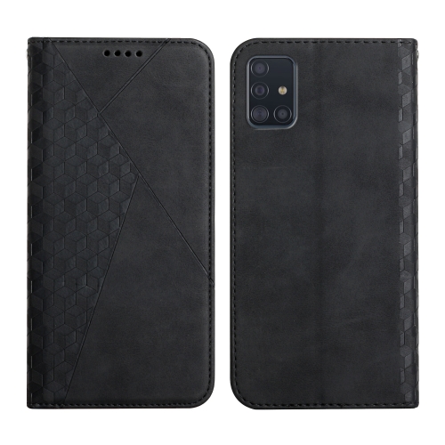 

For Samsung Galaxy A51 Diamond Pattern Splicing Skin Feel Magnetic Horizontal Flip Leather Case with Card Slots & Holder & Wallet(Black)