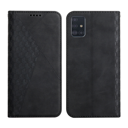 

For Samsung Galaxy A51 5G Diamond Pattern Splicing Skin Feel Magnetic Horizontal Flip Leather Case with Card Slots & Holder & Wallet(Black)