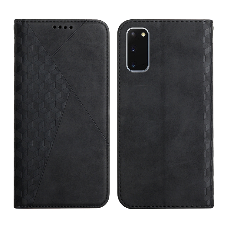 

For Samsung Galaxy S20 Diamond Pattern Splicing Skin Feel Magnetic Horizontal Flip Leather Case with Card Slots & Holder & Wallet(Black)