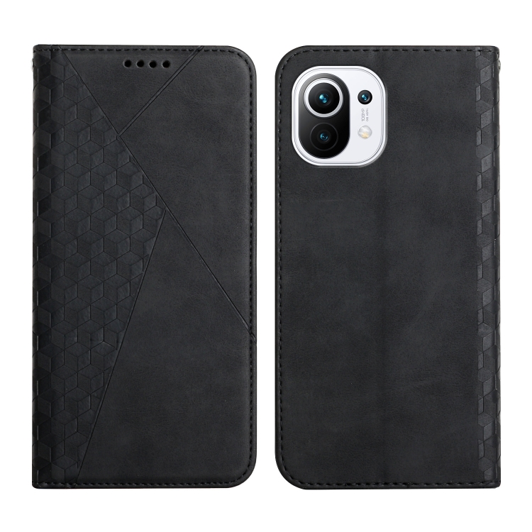 

For Xiaomi Mi 11 Lite Diamond Pattern Splicing Skin Feel Magnetic Horizontal Flip Leather Case with Card Slots & Holder & Wallet(Black)