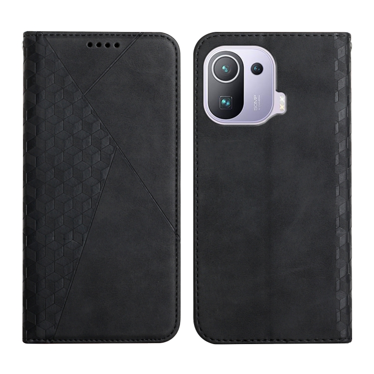 

For Xiaomi Mi 11 Pro Diamond Pattern Splicing Skin Feel Magnetic Horizontal Flip Leather Case with Card Slots & Holder & Wallet(Black)