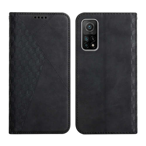 

For Xiaomi Mi 10T Pro 5G / Mi 10T 5G Diamond Pattern Splicing Skin Feel Magnetic Horizontal Flip Leather Case with Card Slots & Holder & Wallet(Black)