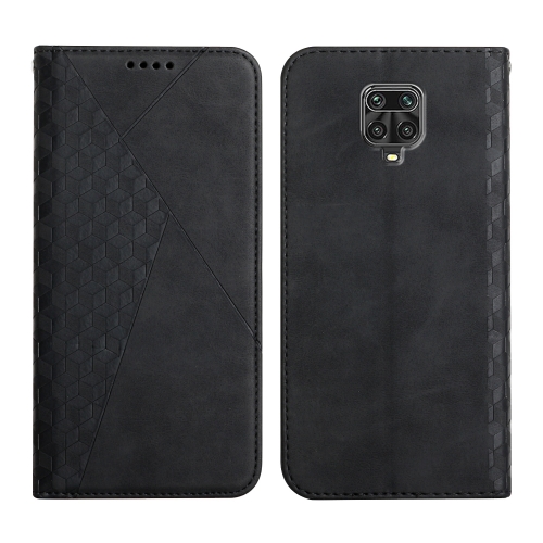 

For Xiaomi Redmi Note 9 Pro Diamond Pattern Splicing Skin Feel Magnetic Horizontal Flip Leather Case with Card Slots & Holder & Wallet(Black)