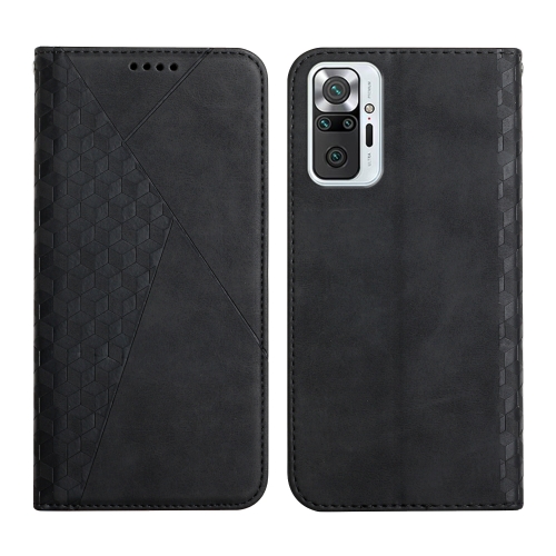 

For Xiaomi Redmi Note 10 Pro Diamond Pattern Splicing Skin Feel Magnetic Horizontal Flip Leather Case with Card Slots & Holder & Wallet(Black)