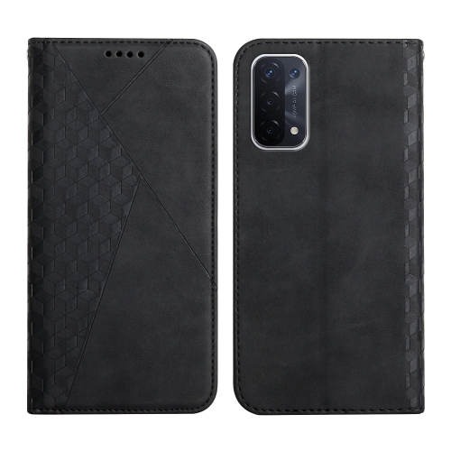 

For OPPO A74 5G / A93 5G / A54 5G Diamond Pattern Splicing Skin Feel Magnetic Horizontal Flip Leather Case with Card Slots & Holder & Wallet(Black)