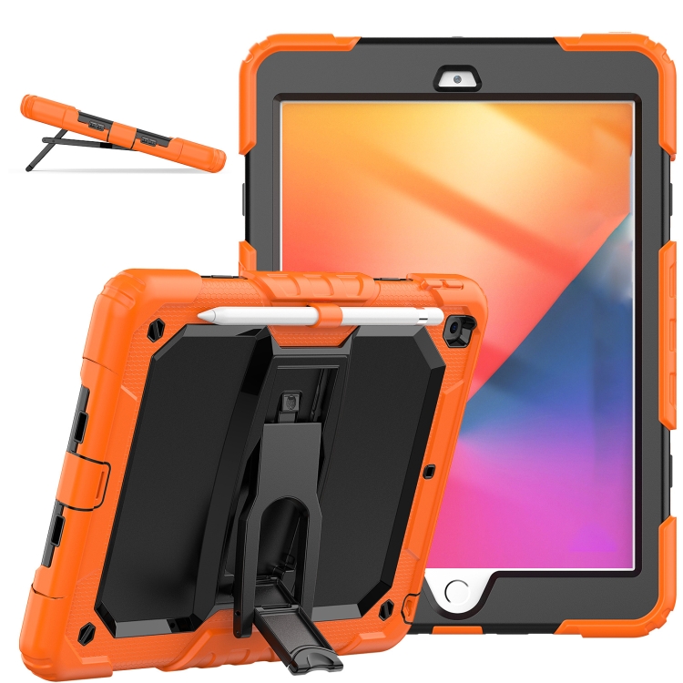 

Shockproof Colorful Silica Gel + PC Protective Case with Holder & Shoulder Strap For iPad 10.2 2021 / 2020 / 2019(Orange)