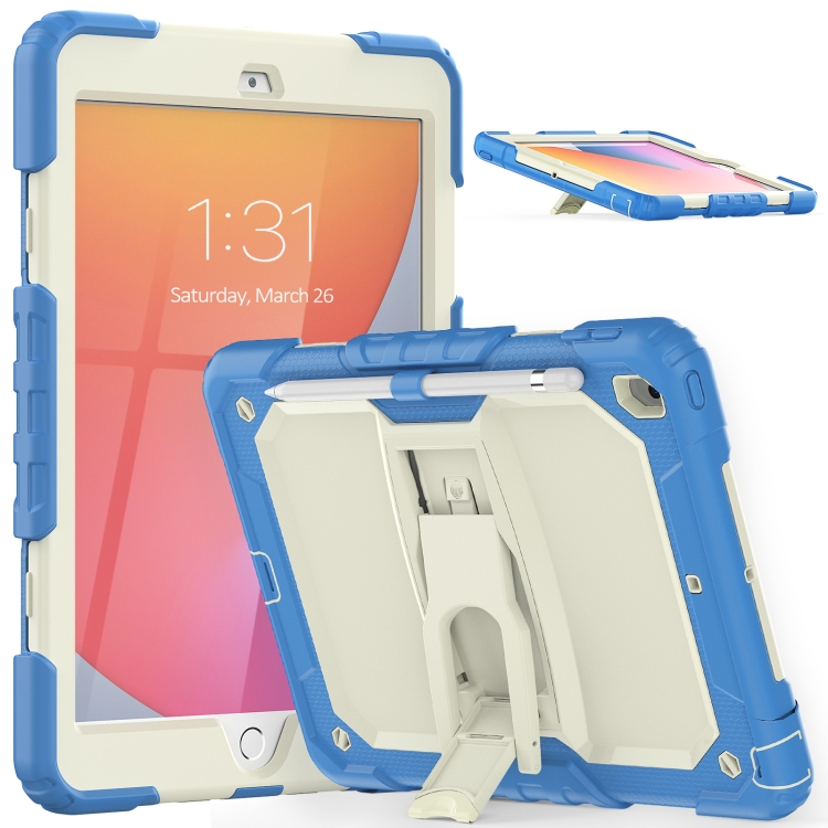 

Shockproof Colorful Silica Gel + PC Protective Case with Holder & Shoulder Strap For iPad 10.2 2021 / 2020 / 2019(Cyan Blue)