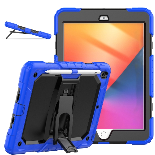 

Shockproof Colorful Silica Gel + PC Protective Case with Holder & Shoulder Strap For iPad 10.2 2021 / 2020 / 2019(Dark Blue)