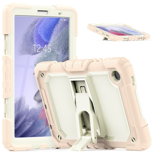 

Shockproof Colorful Silica Gel + PC Protective Case with Holder & Shoulder Strap For Samsung Galaxy A7 Lite T220 / T225(Rose Gold)