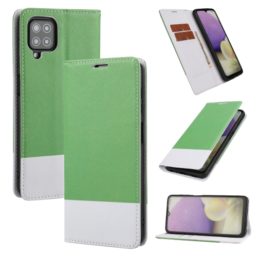 

For Samsung Galaxy A22 5G Cross Texture Magnetic Horizontal Flip Leather Case with Card Slots & Holder & Wallet(Green)