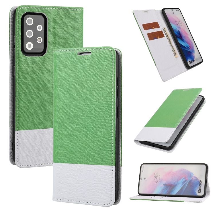 

For Samsung Galaxy A52 5G / 4G Cross Texture Magnetic Horizontal Flip Leather Case with Card Slots & Holder & Wallet(Green)