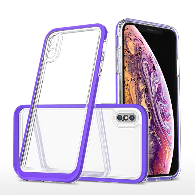 

Bright Series Clear Acrylic + PC+TPU Shockproof Case For iPhone X / XS(Purple)